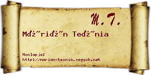 Márián Teónia névjegykártya